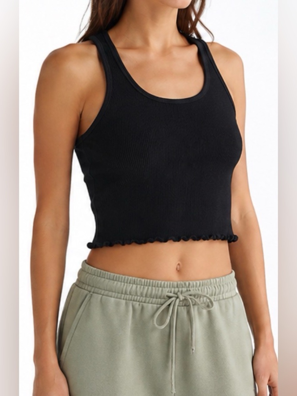 Spiritual Gangster Black Ribbed Crop Tank Top NWT